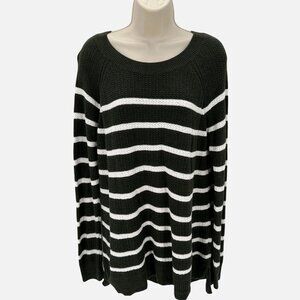 Old Navy Womens Green & White Long Sleeve Striped Knit Tunic Sweater L